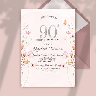 Invitación Aguamarina Lilas Flores Silvestres Púrpura 90