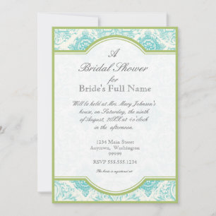 Invitación Aguamarina Toile azul Quatrefoil - la ducha