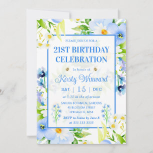 Invitación Aguamarinas y Margaritas Sweet Sixteen al Acuarela