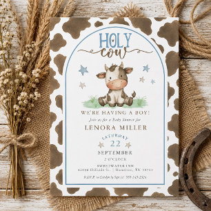 Invitación Aguanta Vaca Acuarela Marrón Vaca Imprimir Fiesta