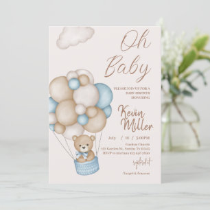 Invitación aguantar con globos de ducha de bebé