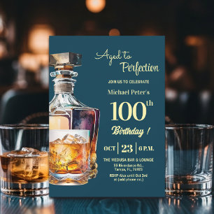 Invitación Aguardiente para hombres cumpleaños 100 años perfe