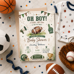 Invitación aguarela baby shower fútbol soccer