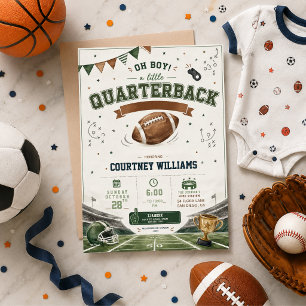 Invitación aguarela baby shower fútbol soccer