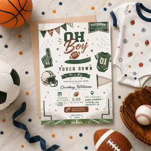 Invitación aguarela baby shower fútbol soccer