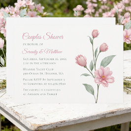 Invitación Aguarela floral Dusty Rose Sage Ducha de Parejas