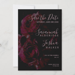 Invitación Aguarela floral negra para boda Save the Date