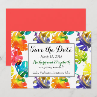 Invitación Aguarela Hojas Tropicales boda Save the Date