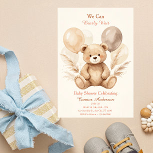 Invitación Aguarela Oso Casi Espera Baby Shower