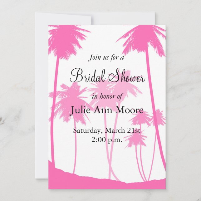 Invitación Aguas calientes de palmera rosadas Ducha tropical  (Anverso)