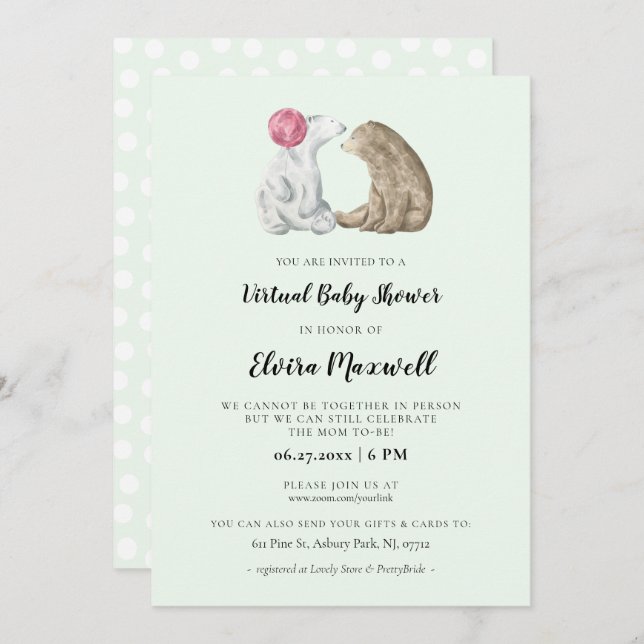 Invitación Aguas cutáneas osos de color Virtual Bebé ducha (Anverso / Reverso)