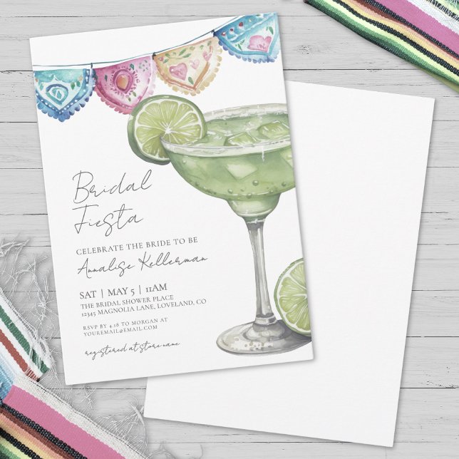 Invitación Aguas Margarita Bridal Shower (Watercolor Margarita Fiesta Bridal Shower Invitation)