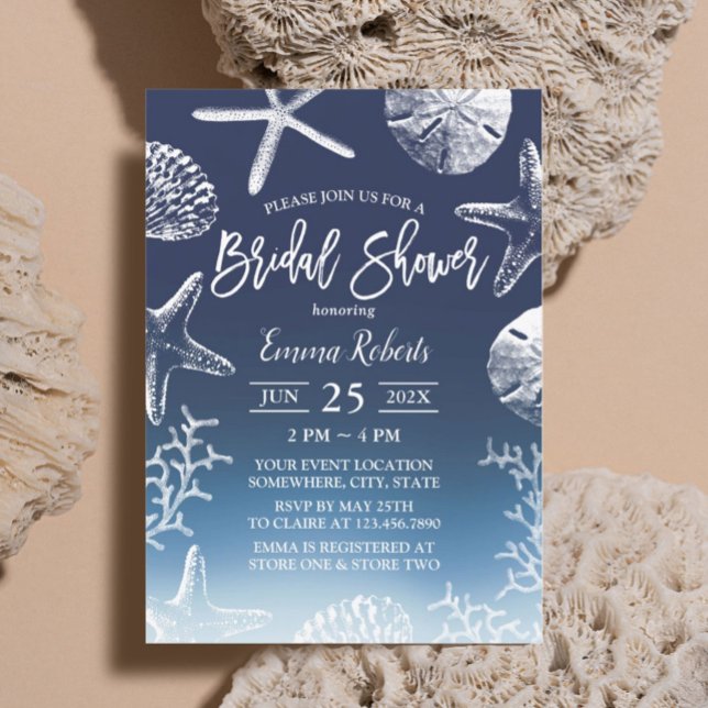 Invitación Aguas Marinas Estelares Marina Ombre Ducha Bridal (Subido por el creador)