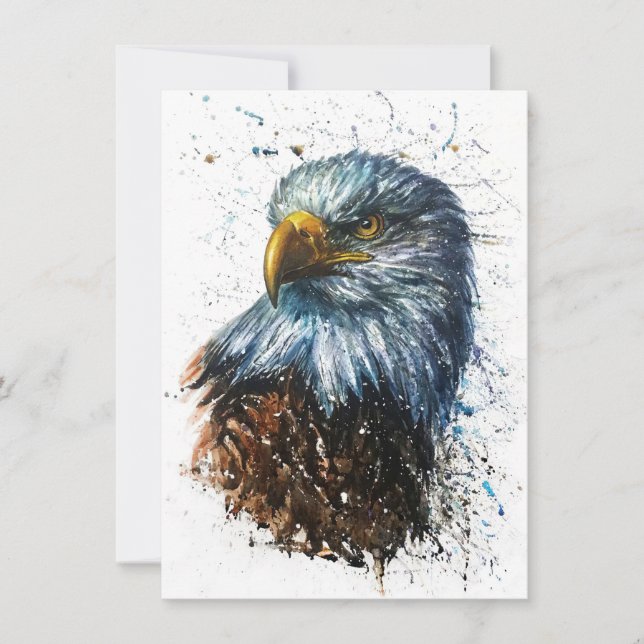 Invitación Águila Americana Acuarela (Anverso)