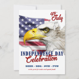 Invitación Águila Americana Roja, Blanca Y Azul 4 De Julio Fi