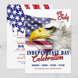 Invitación Águila Americana Roja, Blanca Y Azul 4 De Julio Fi