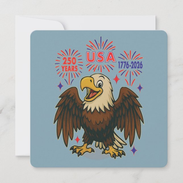 Invitación Águila calva con fuegos artificiales - Estados Uni (Anverso)