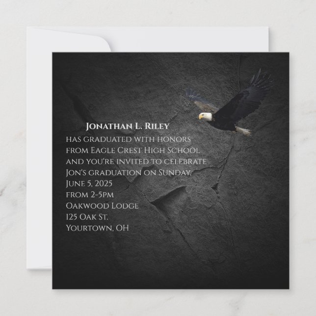 Invitación Águila calva graduada en roca negra (Anverso)