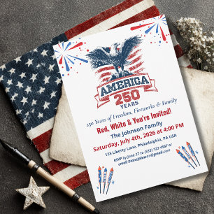 Invitación Águila calva patriótica América 250º 4 de julio