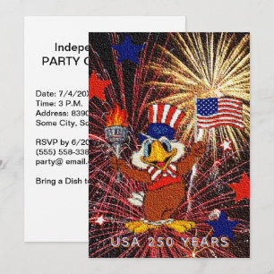 Invitación Aguila de dibujos animados de 250 años Bandera de