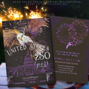 Invitación Águila Majestuosa América 250 Años de Libertad Púr