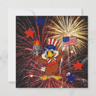 Invitación Águila personalizado con bandera y fuegos artifici