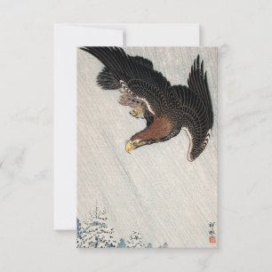 Invitación Águila volando en nieve (1933) de Ohara Koson