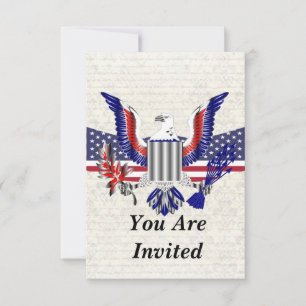 Invitación Águila y bandera patrioteras