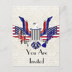 Invitación Águila y bandera patrioteras