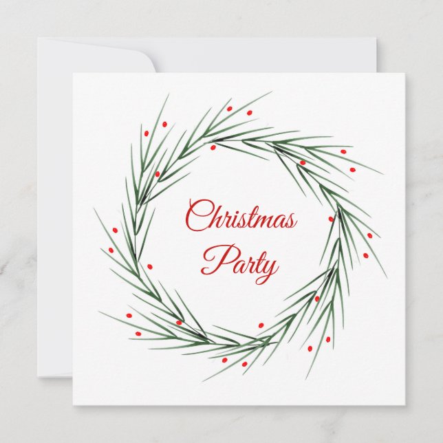 Invitación Agujas de pino acuarela y guirnaldas (Anverso)