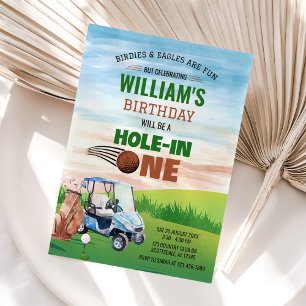 Invitación Agujero acuático en un primer cumpleaños de golf