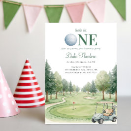 Invitación Agujero de Acuarela Verde en Uno de Golf Primer Cu