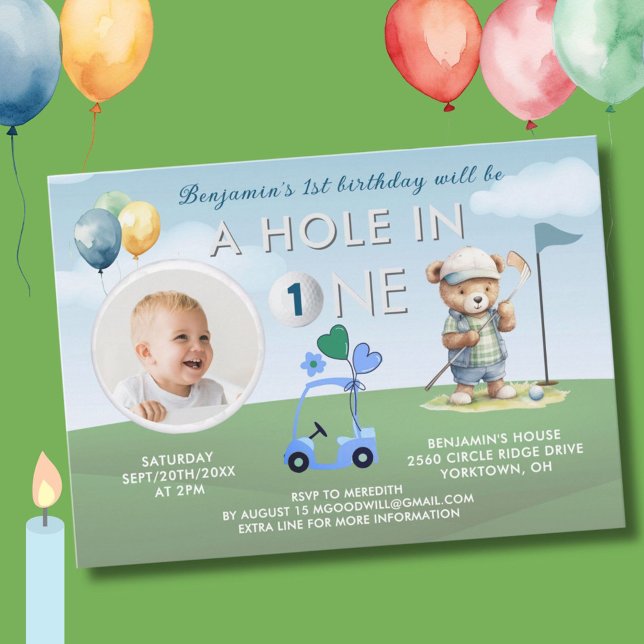 Invitación Agujero De Golf En Un Niño Fotos Primer Cumpleaños (Subido por el creador)
