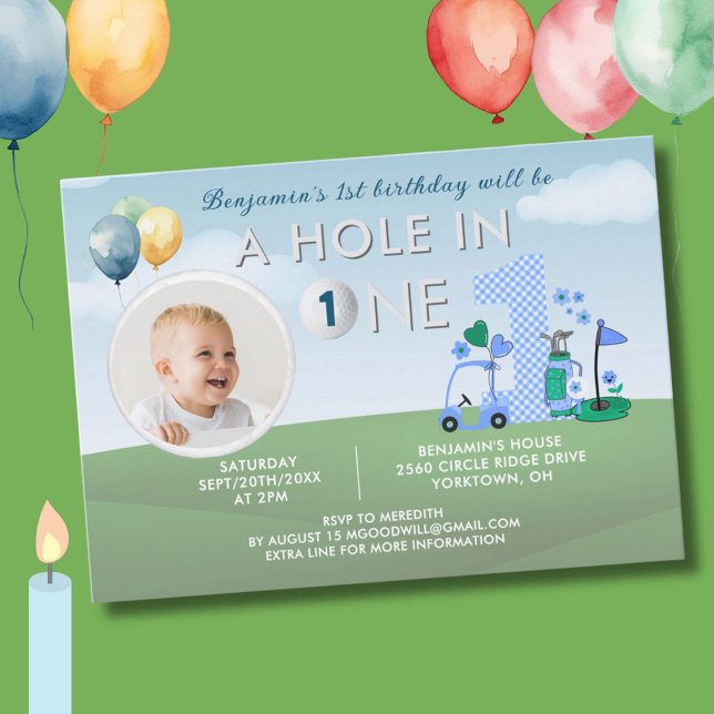 Invitación Agujero De Golf En Un Niño Fotos Primer Cumpleaños (Subido por el creador)