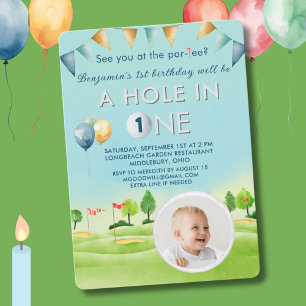 Invitación Agujero De Golf En Un Niño Fotos Primer Cumpleaños