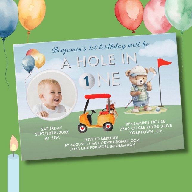 Invitación Agujero De Golf En Un Niño Fotos Primer Cumpleaños (Subido por el creador)