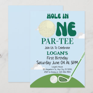 Invitación Agujero De Golf En Un Niño Personalizado De Cumple