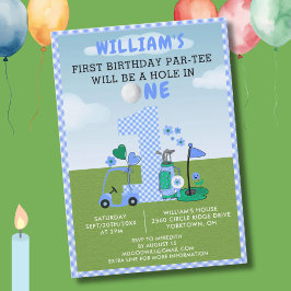 Invitación Agujero divertido de golf en un primer cumpleaños 