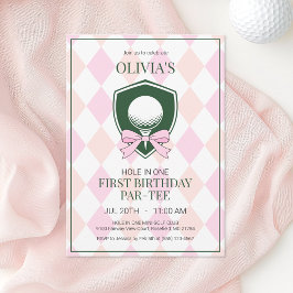 Invitación Agujero en un Chica de golf rosado Primer Fiesta d