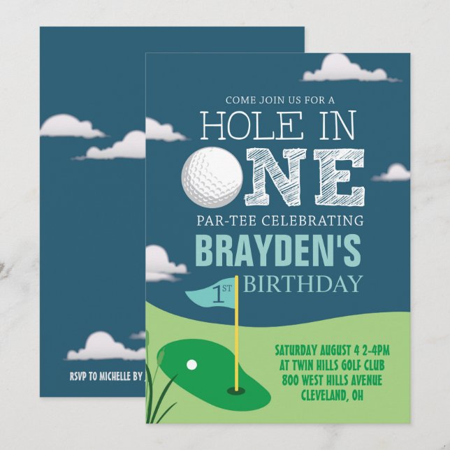 Invitación Agujero en un cumpleaños de los muchachos del tema (Anverso / Reverso)