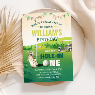 Invitación Agujero en un golf Par-tee Primer cumpleaños