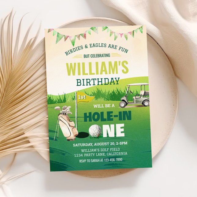 Invitación Agujero en un golf Par-tee Primer cumpleaños (Subido por el creador)