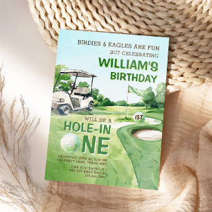 Invitación Agujero en un golf Par-tee Primer cumpleaños