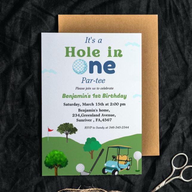 Invitación Agujero en un niño de golf fiesta del primer cumpl (Subido por el creador)