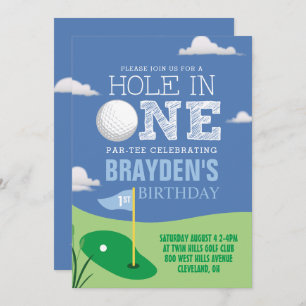 Invitación Agujero en un primer cumpleaños del golf de los