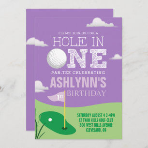 Invitación Agujero en un primer cumpleaños del golf de los