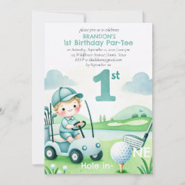 Invitación Agujero en Uno Cumpleaños del Niño Golfista Par-Te