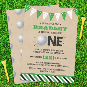 Invitación Agujero en uno   Golf 1º cumpleaños Par-tee
