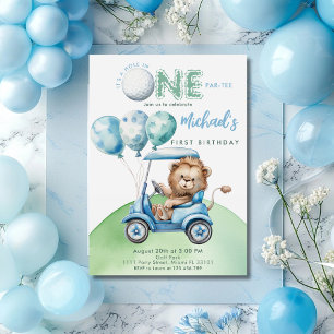 Invitación Agujero en Uno Golf Niño Cumpleaños Par-Tee León