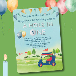 Invitación Agujero Golf En Un Niño Primer Cumpleaños Par-Tee